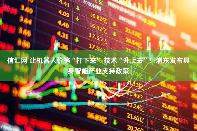 信汇网 让机器人价格“打下来” 技术“升上去”！浦东发布具身智能产业支持政策